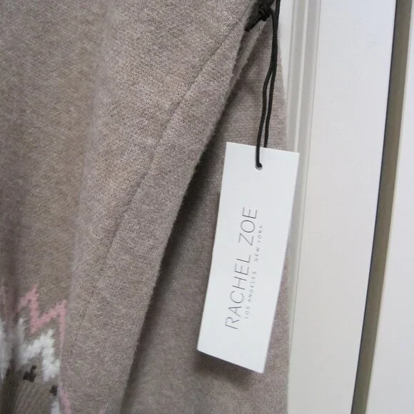 NWT Rachel Zoe Tan and Pink V-Neck hooded Sweater sz XL - Picture 4 of 6